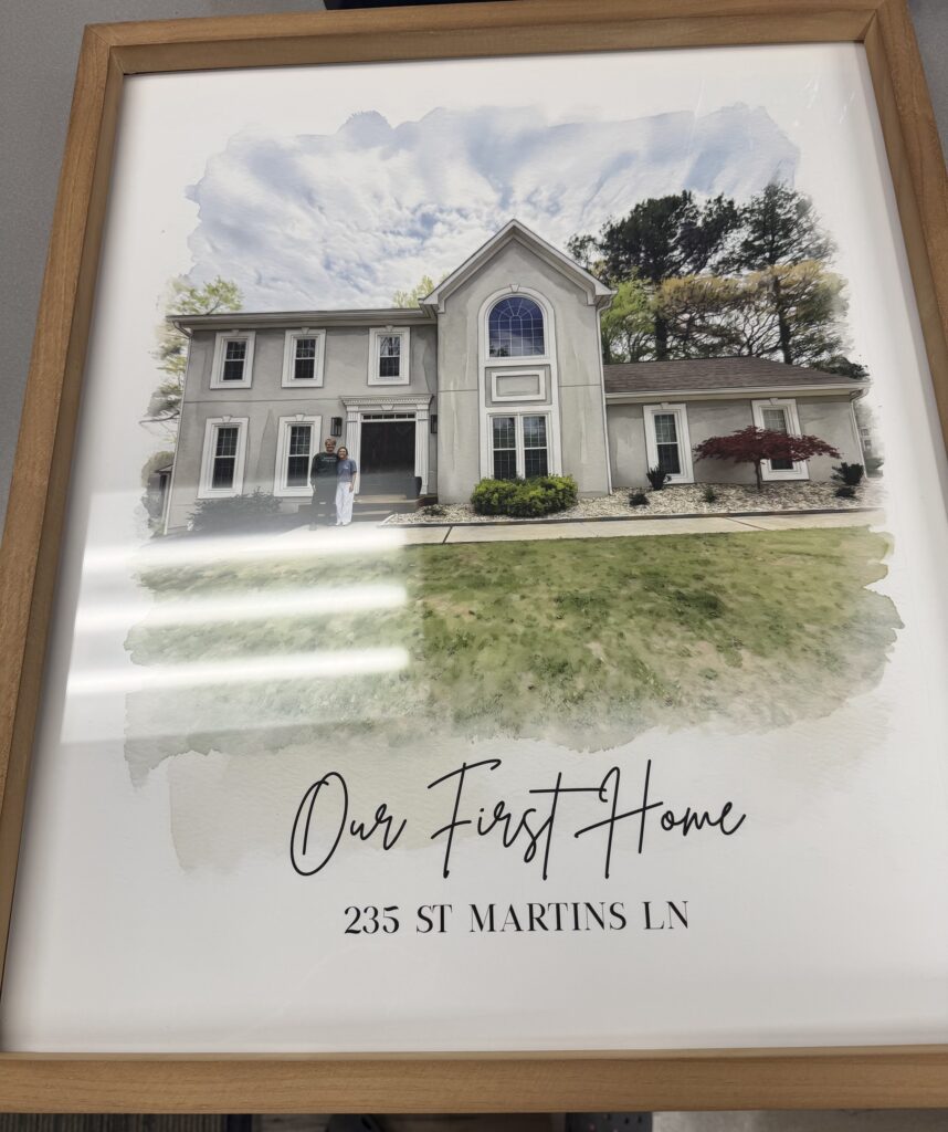 First Home Watercolor Framed Portrait