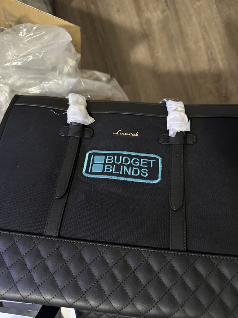 Budget Blinds embroidered purse