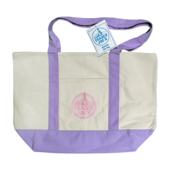 Custom Embroidered Trader Joe's Large Lavender Tote Bag | Monogram or Name Personalization