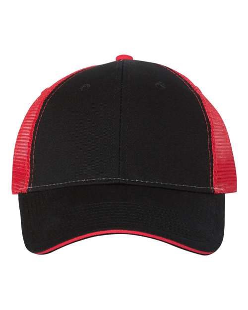Custom Leather Patch Valucap S102 Sandwich Trucker Cap