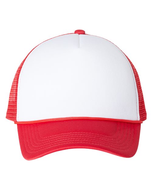 Custom Leather Patch Valucap VC700 Foam Mesh-Back Trucker Cap